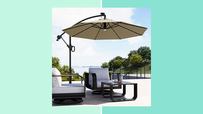 Product image of the East Oak Patio Umbrella with Lights.