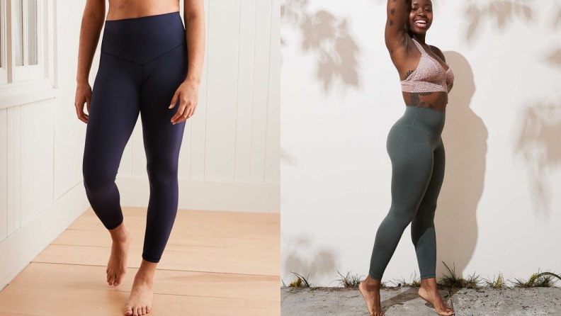 Two people wear Aerie leggings.