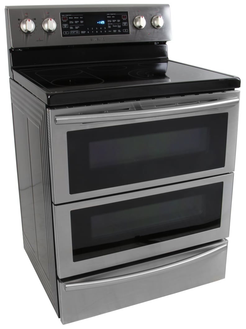 The Samsung NE59J7850WS Flex Duo electric range profile