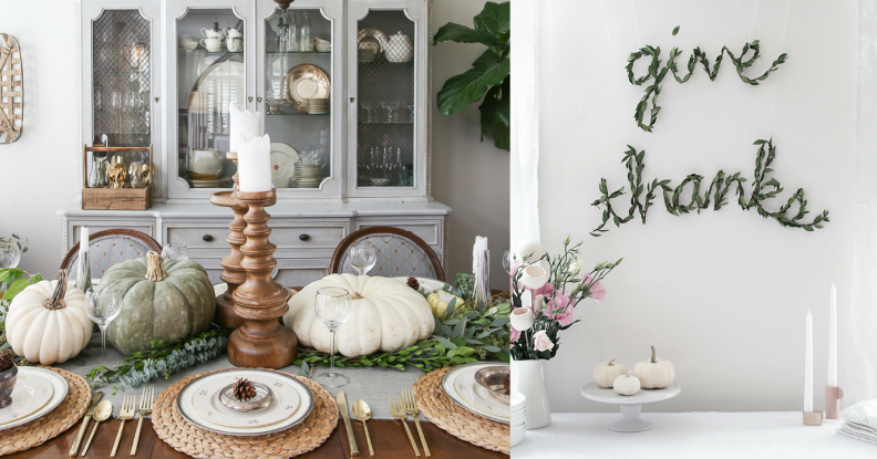 Natural elegant Thanksgiving tablescapes