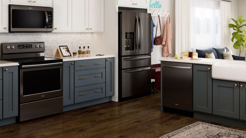 A suite of black stainless appliances from Whirlpool