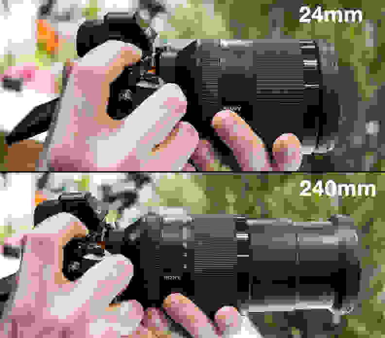 Sony 24–240mm at 24mm and 240mm
