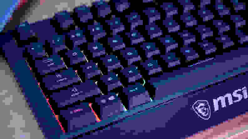 Closeup of the bottom left of the keyboard