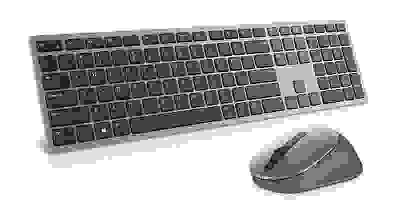 The Dell KM7321W mouse and keyboard combo viewed from above and at an angle.