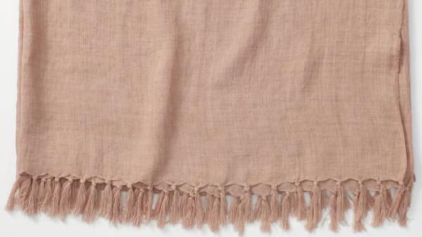 The Company Store's blush linen throw blanked