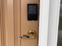 A smart lock on a front door