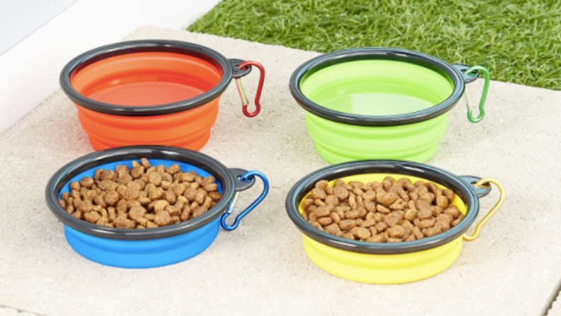 Four silicone pet bowls