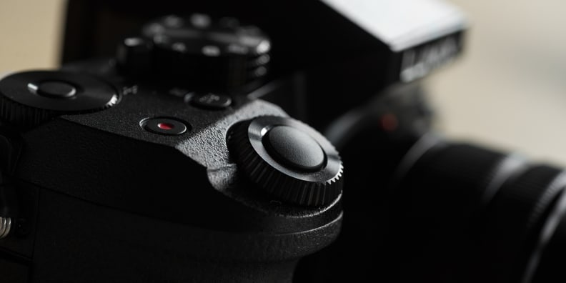 A photograph of the Panasonic G7's top controls.