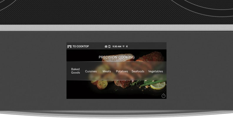 User interface for air frying on a range.