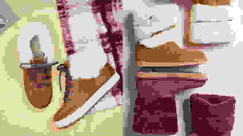 A split image of UGG boots, which you can find on the QVC website.