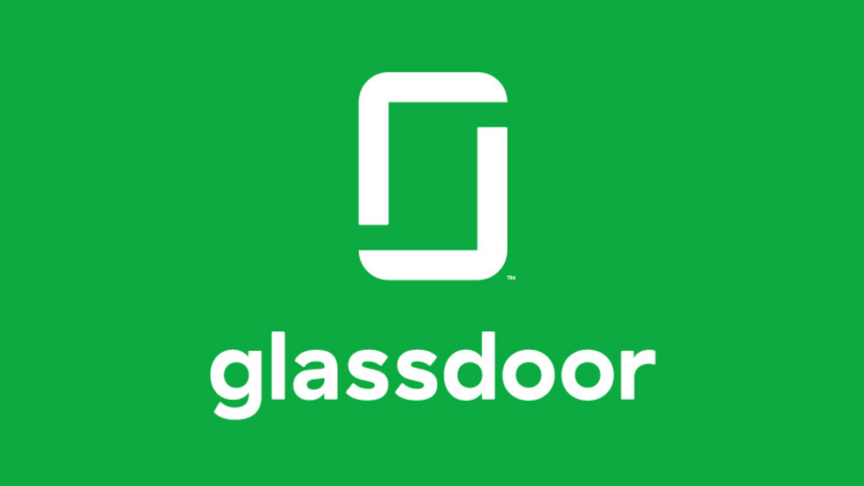 Glassdoor logo against green background.