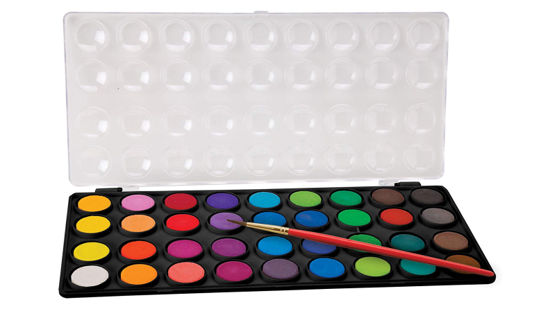 A paint palette with 36 colors