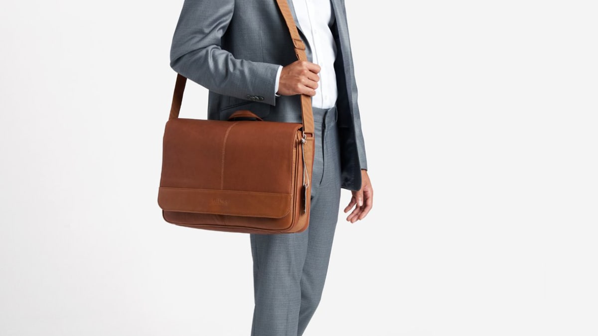 15" Large Leather MESSENGER Bag For Men Shoulder Bag Men Laptop BRIEFCASE Bag 