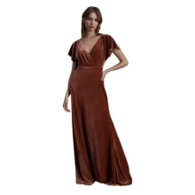 Product image of Jenny Yoo Ellis Flutter-Sleeve Open-Back Stretch Velvet Gown