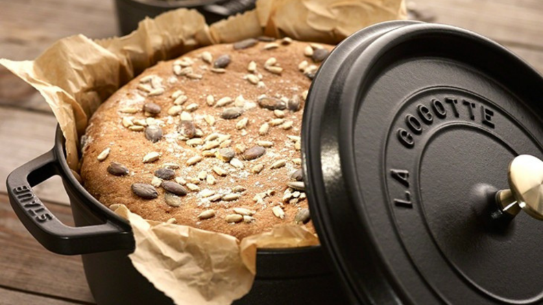 Staub dutch oven with bread