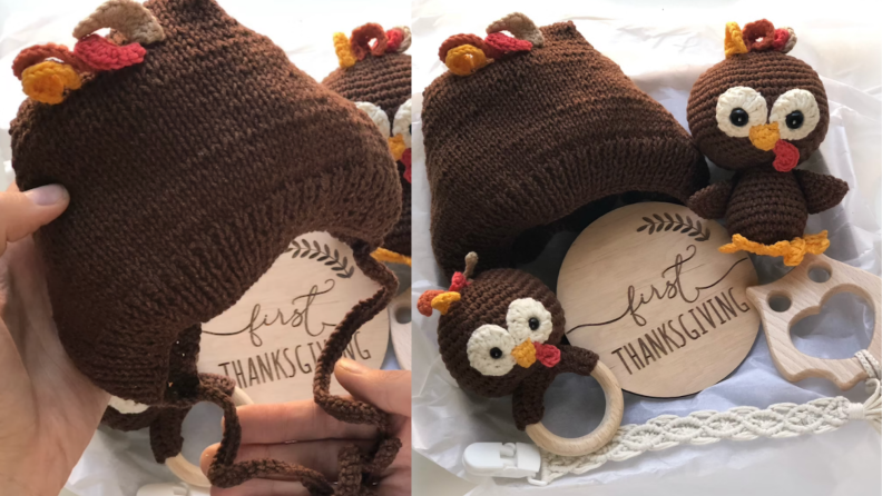 A turkey-themed hat and accessories