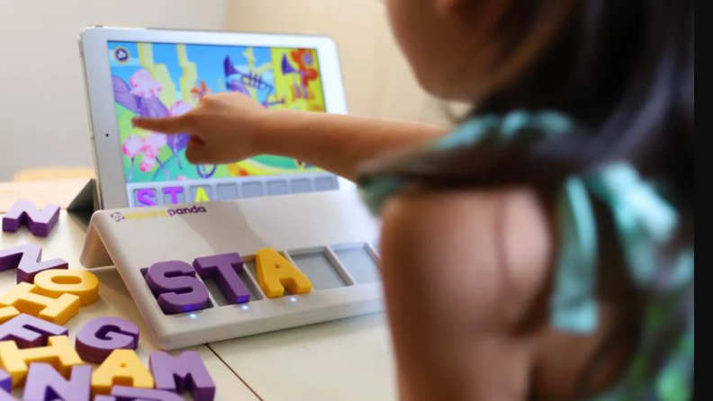 This reading game attaches to your child's tablet.
