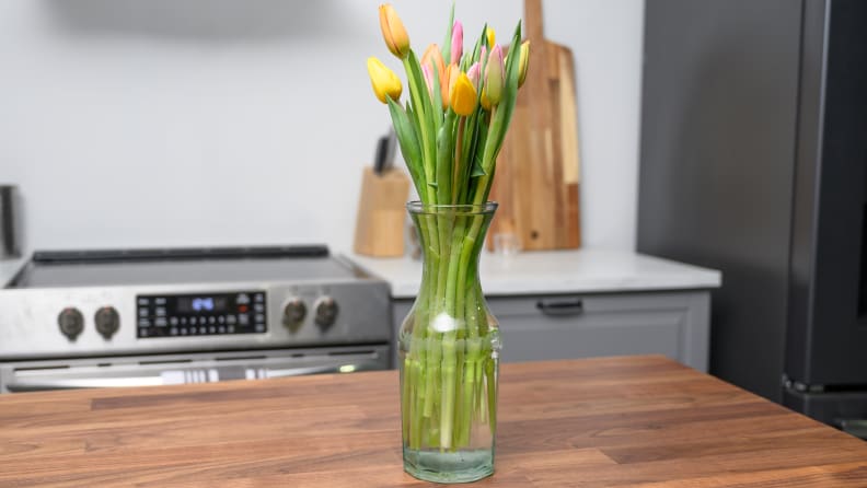 Tulips standing on a table
