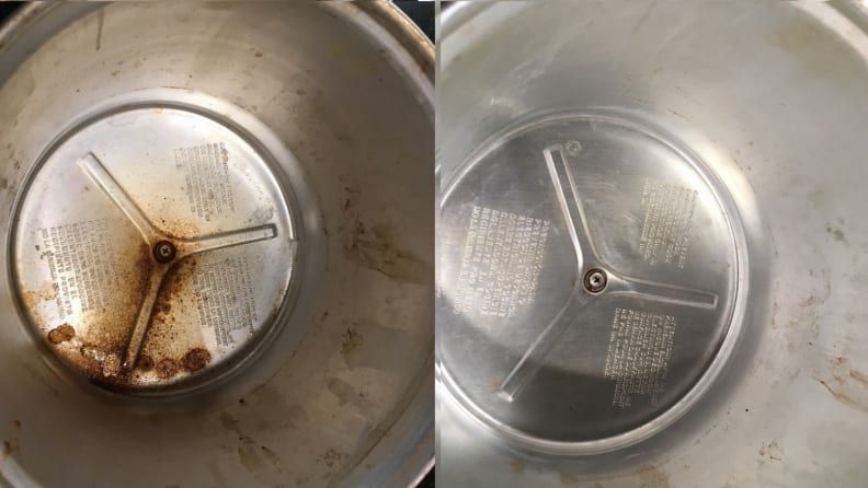 Slow-cooker before and after cleaning