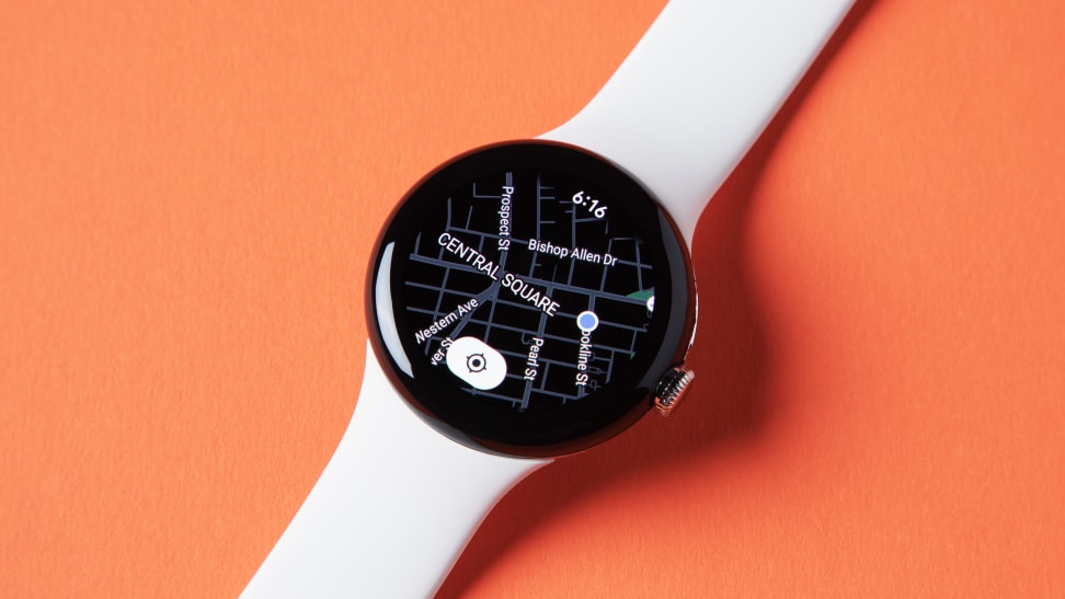 A Google Pixel Watch showing off its Google Maps app