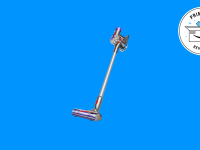 The Dyson V8 Absolute cordless vacuum on a blue background.