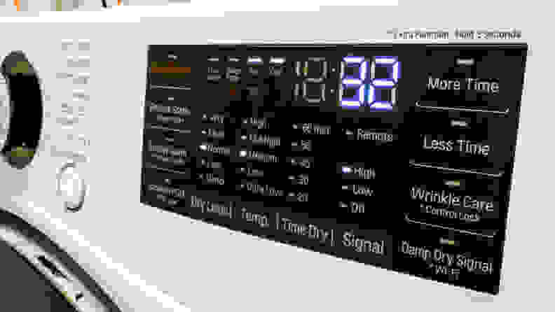 The LG DLEX3900W dryer's control panel