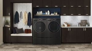 Photo of the LG FX Washer & Dryer installed in a laundry room.