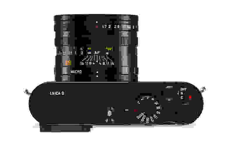 From the top you can see the Leica Q borrows the rounded profile of the M-series cameras.