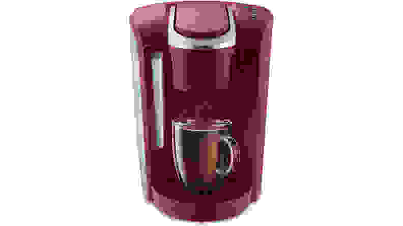 A red Keurig Select single-serve coffee maker.