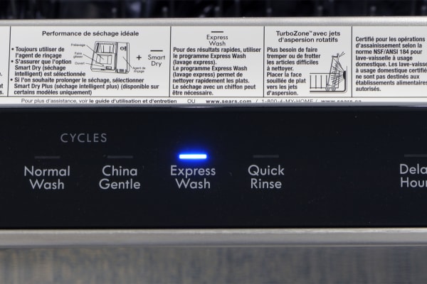 The left side of the control panel, which has cycle selection