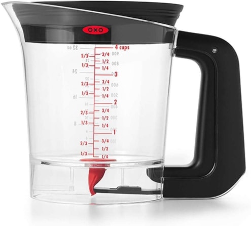 NEW! Solid Sturdy, Good Cook 2 Cup 500 ml Fat Separator Red & Clear  W/Stopper