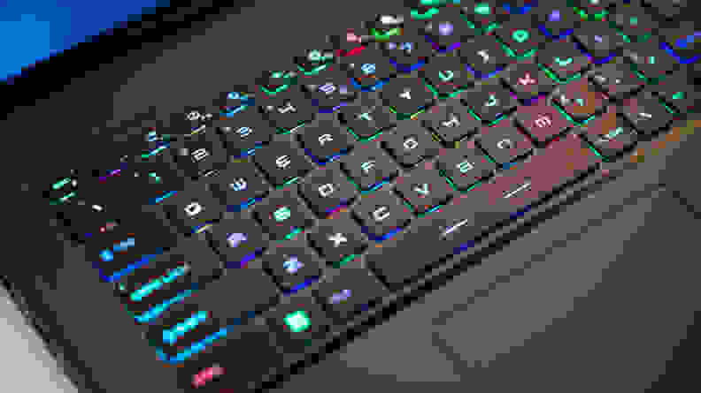 Closeup of an RGB keyboard