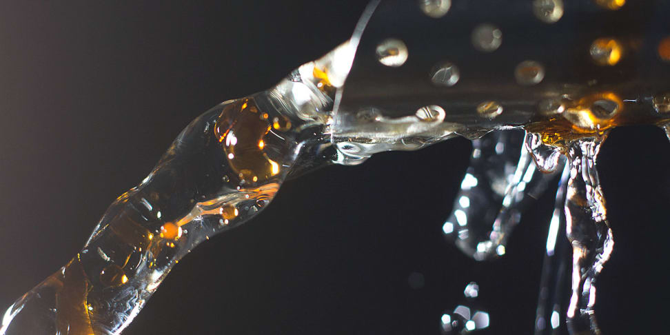 Water splashing out of a spatula