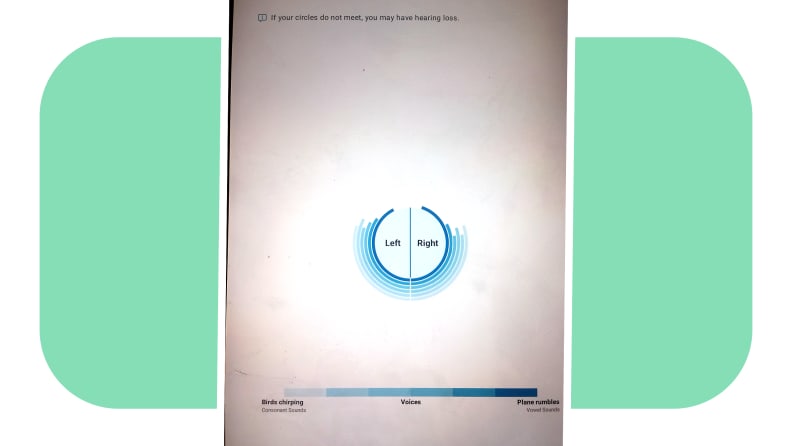 Screenshot of the left and right sound levels on the HP hearing aids.