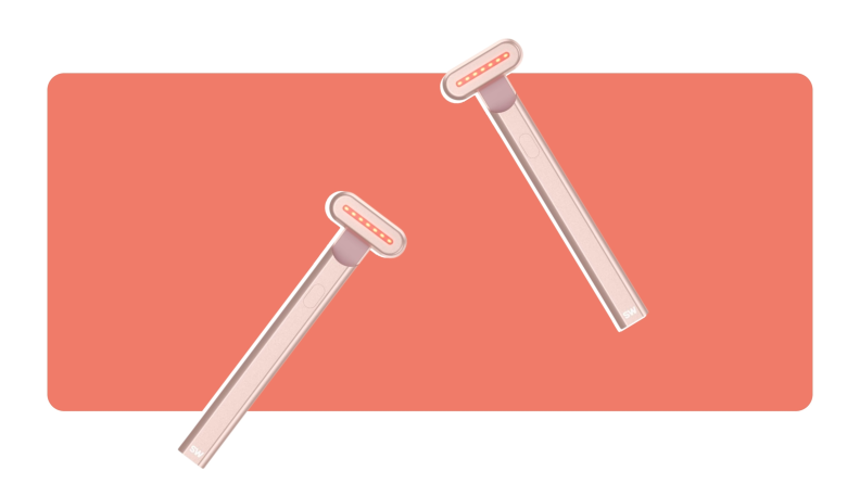 A set of two, pink Solawave 4-in-1 Radiant Renewal Wand side by side.