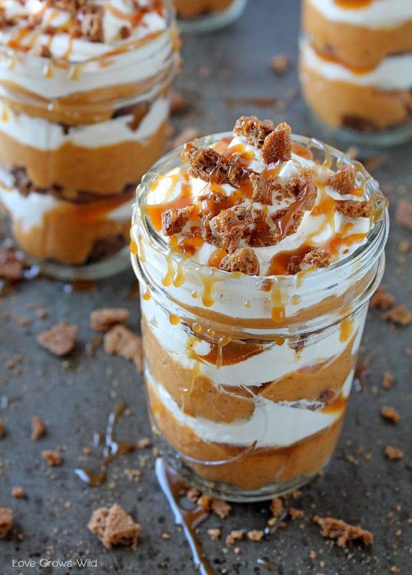 salted caramel pumpkin parfait in a jar
