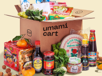 Inside a box of Umamicart grocery delivery: