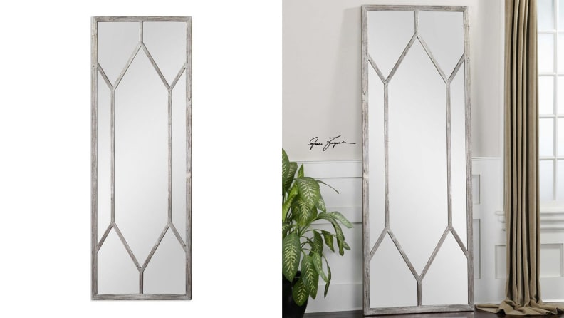 Saunders Distressed Silver Leaf Mirror Houzz