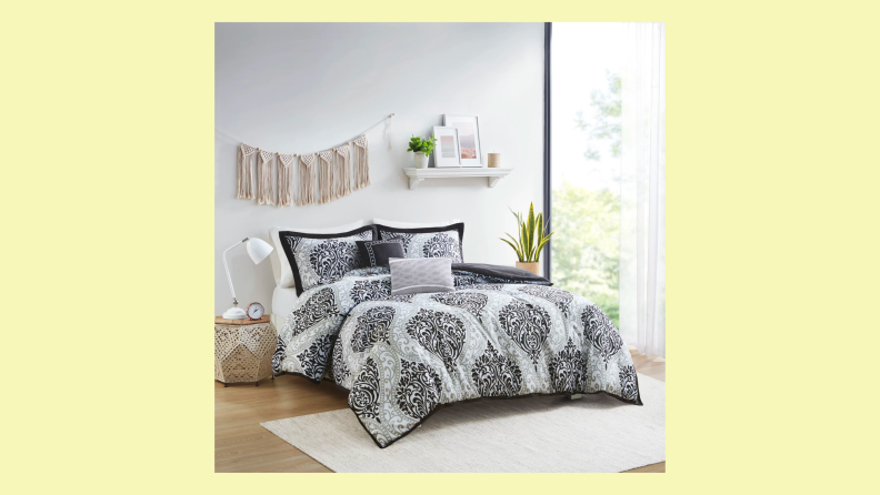 An ornate patterned Home Essence comforter set.