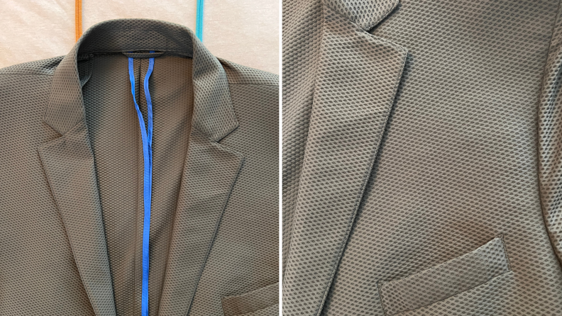 Two views of the Twillory Air Suit fabric.