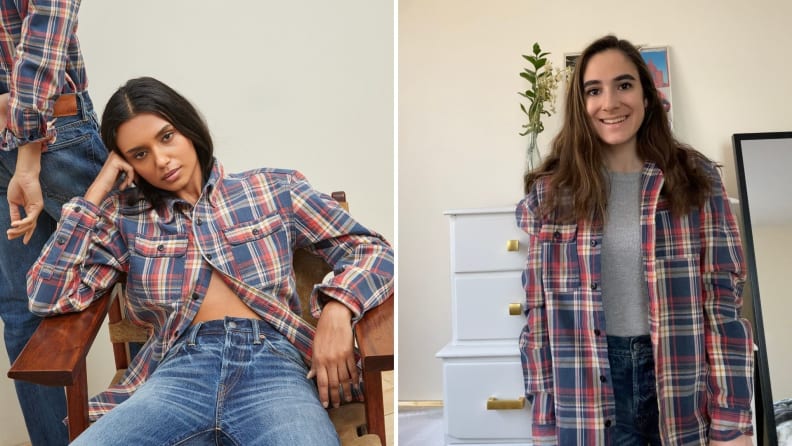 Two women in plaid flannels