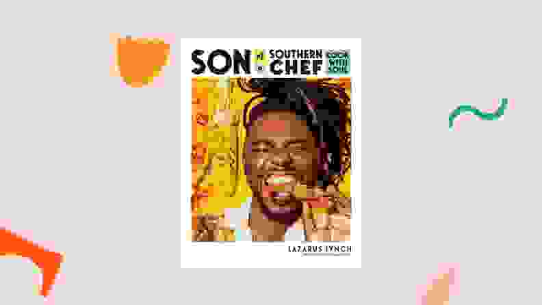 Son of a Southern Chef cookbook against a light pink background.