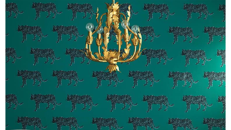 A gold tole chandelier from Target