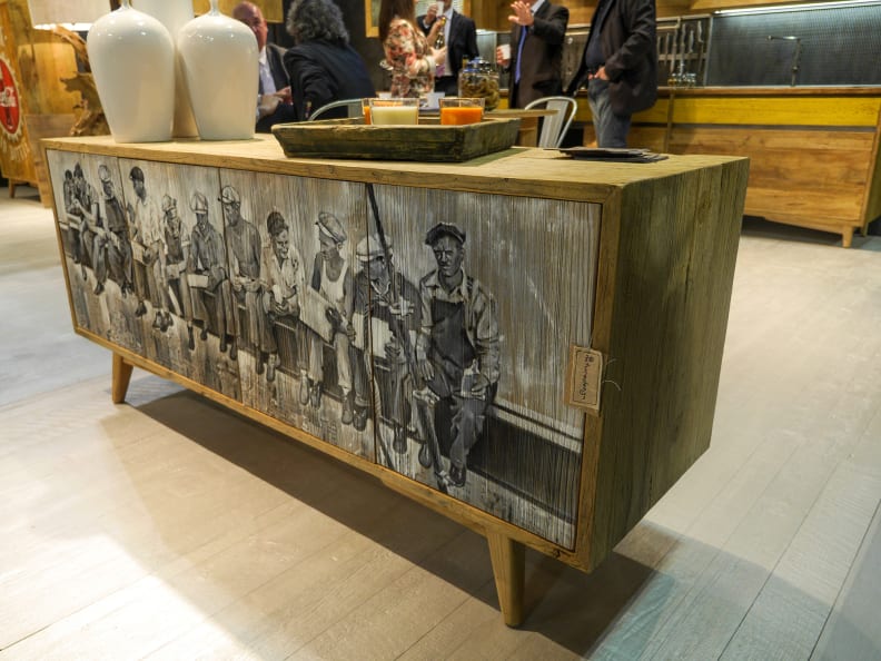 credenza with workers