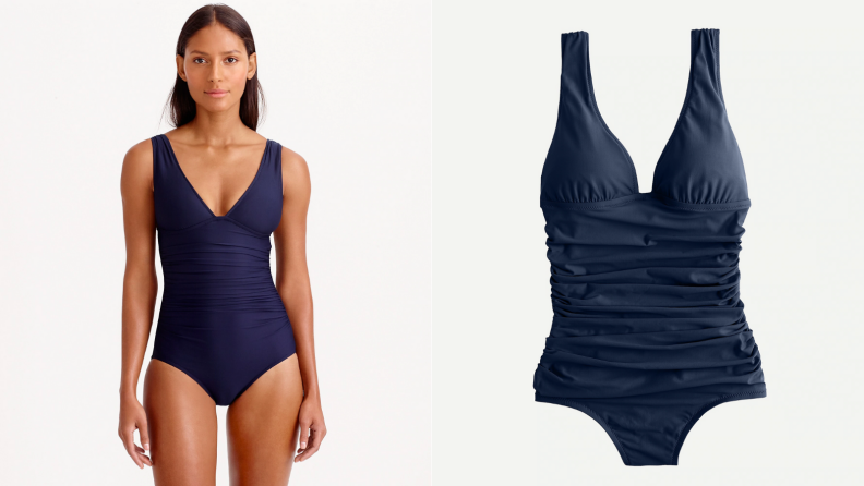 Navy blue one-piece swimsuit from J.Crew