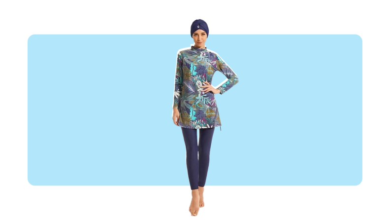 A burkini with a floral print.