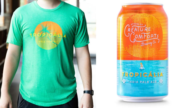 Brighten up your beer fridge and your closet with this tropical duo.