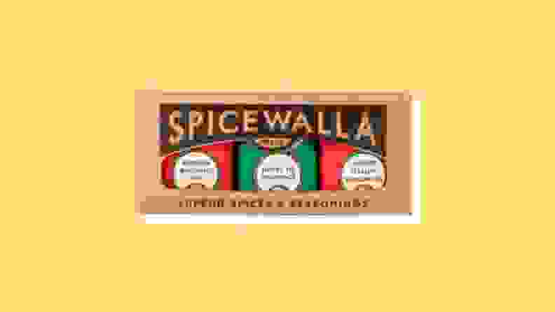 Spicewalla 3-pack spice blend on yellow background