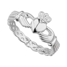 Product image of Irish Claddagh Ring for Women 925 Sterling Silver with Braided Band