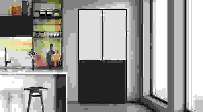 A designer kitchen featuring the Samsung Bespoke refrigerator